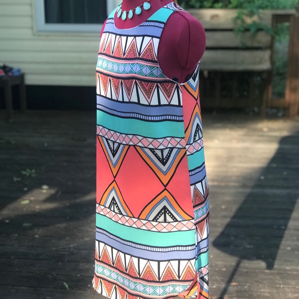 $44 Everly printed silky sleeveless hi lo dress